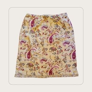 Beverly Hills Polo Club Yellow Paisley Skirt Sz 10